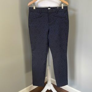 GAP BLUE & BLACK BROCADE FLAT FRONT MID-RISE ANKLE LENGHT PANTS